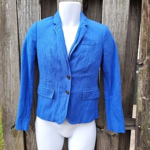 J CREW School Boy Royal Blue Blazer Jacket 37852 Women’s Size 0 Inside pocket